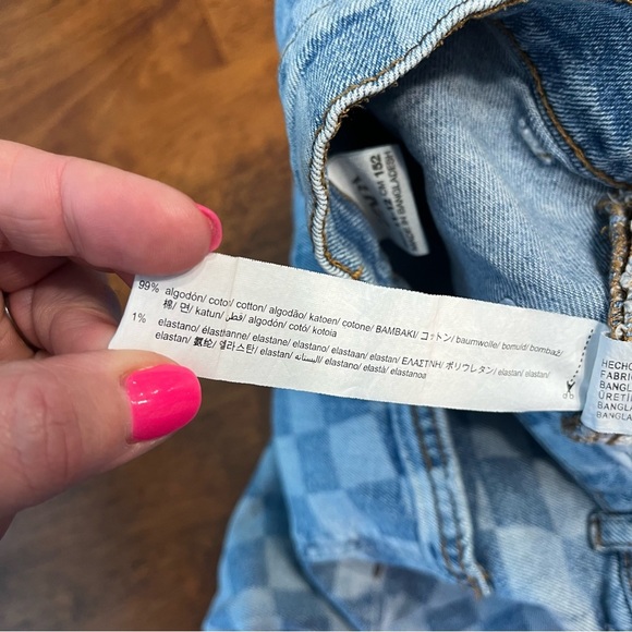 Zara checkerboard denim cutoff shorts size 11-12 - Picture 3 of 4